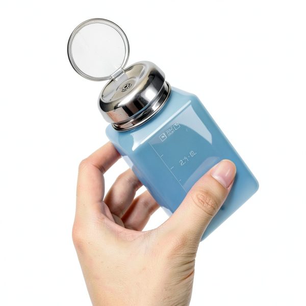 No-Touch Push Down Solvent Dispenser 200ml White Stainless Lid KH866-3