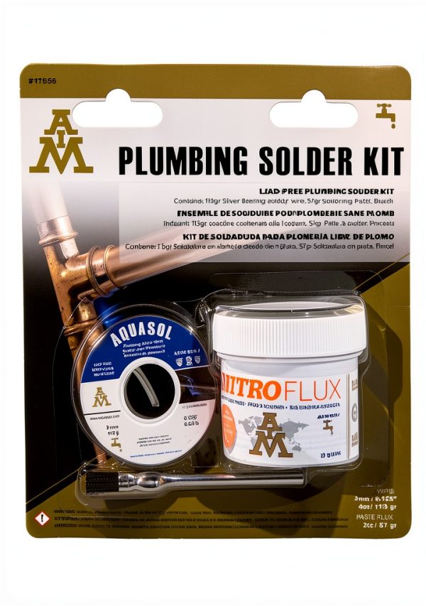 AIM Plumbing Solder Kit 4oz Solder, 2oz Flux, Brush Lead Free-0