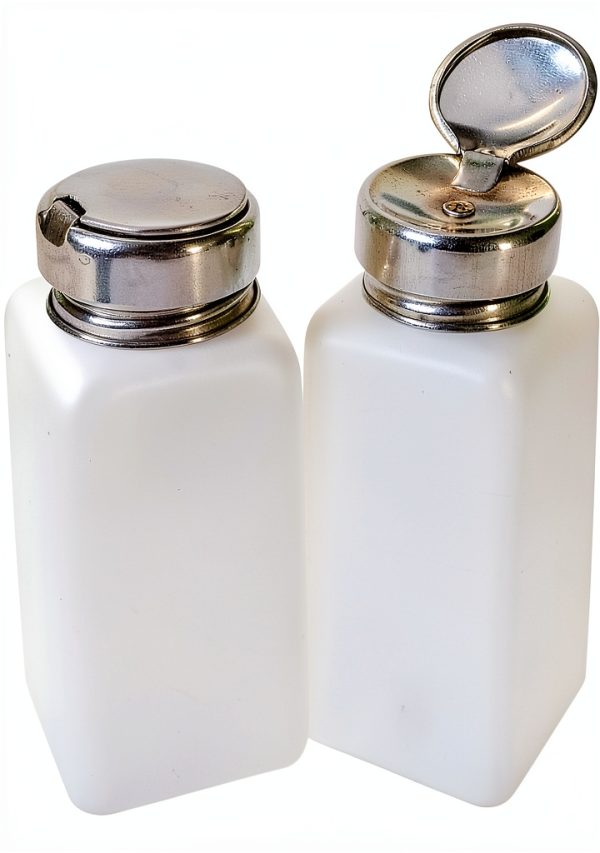 No-Touch Push Down Solvent Dispenser 200ml White Stainless Lid KH866-0