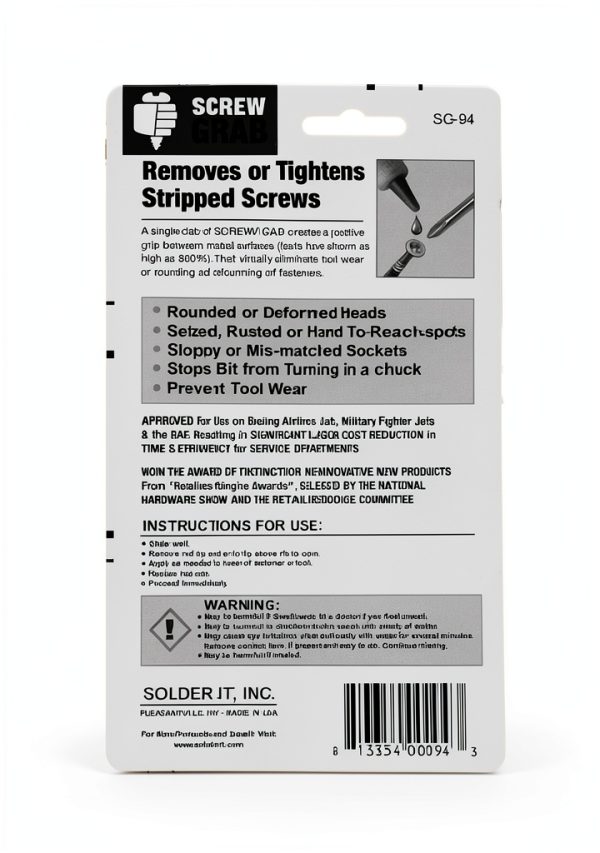 Solder-It - ScrewGrab Friction Gel - Helps Grip Damaged Screw Heads - 0.5 fl. Oz-2