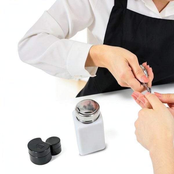No-Touch Push Down Solvent Dispenser 200ml White Stainless Lid KH866-2