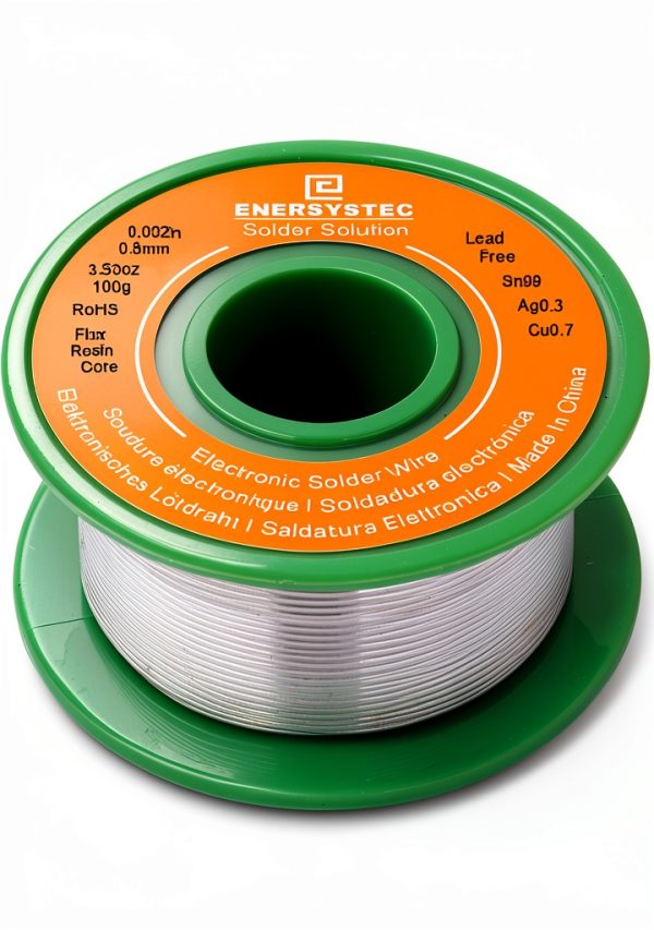 Lead-Free Solder Wire Thin 0.8mm 100g Electronics Soldering Rosin Flux Core Fine Gauge 0.032in Diameter Electrical Solder Unlead No Lead RoHS Sn99 Ag0.3 Cu0.7 Flow Well Soldering Wire-0